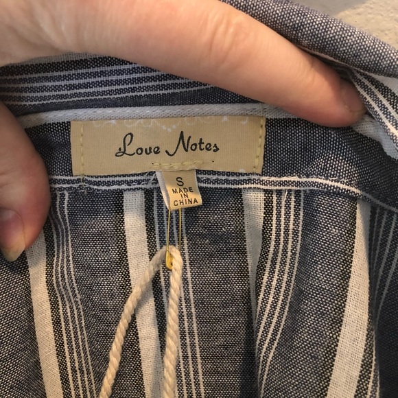 NWT Denim & White Striped Collard Button Down Love Notes Shirt - Size: Small - Picture 10 of 12